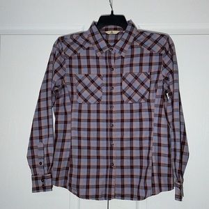 Ascend Purple Plaid Shirt Size Large
